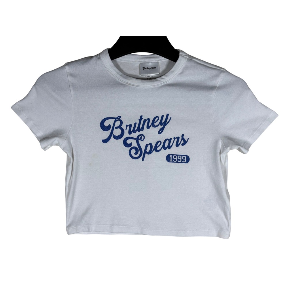 Cotton On Britney Spears 1999 Micro Tee White Blue Graphic Baby Tee Small
